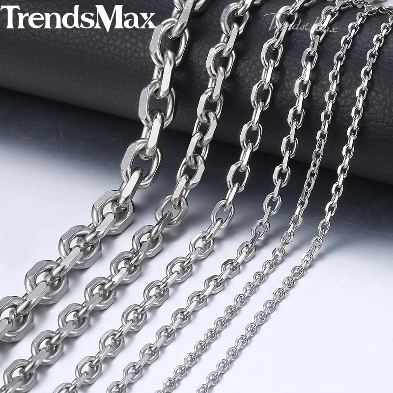 3-10mm Stainless Steel Necklace For Men Women Silver Color Cable Link Chain Necklace Men Fashion Hiphop Jewelry 18-36\