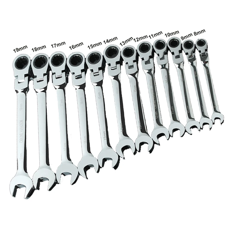 14-22mm Flexible Head Ratchet Spanner Combination wrench a set of keys gear wrench ratchet handle tools Chrome Vanadium D38A