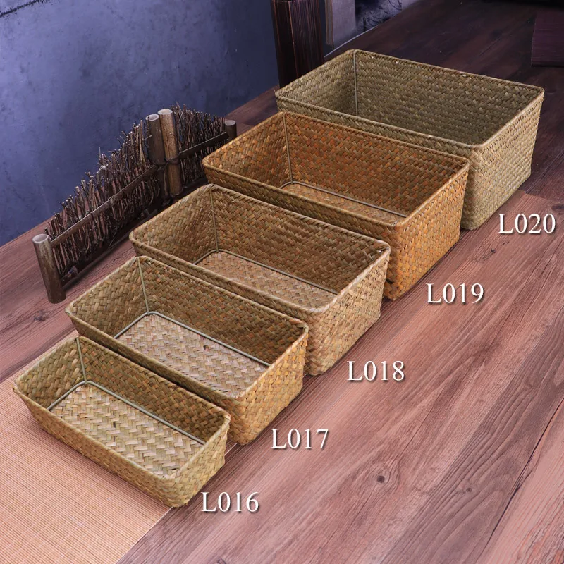 Handmade Straw Weaving Storage Of Things Fruit Dish Basket For Sundries Cosmetic Snacks Box Use For Kitchen Bathroom Gift