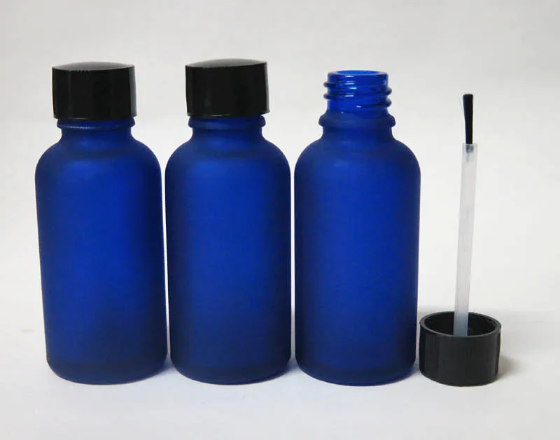 100pcs Wholesale 30ml Frost Blue Glass Brush Bottle, 30ml Frost Glass Bottle, glass Blue Essetial Oil Bottle with Serum Brush