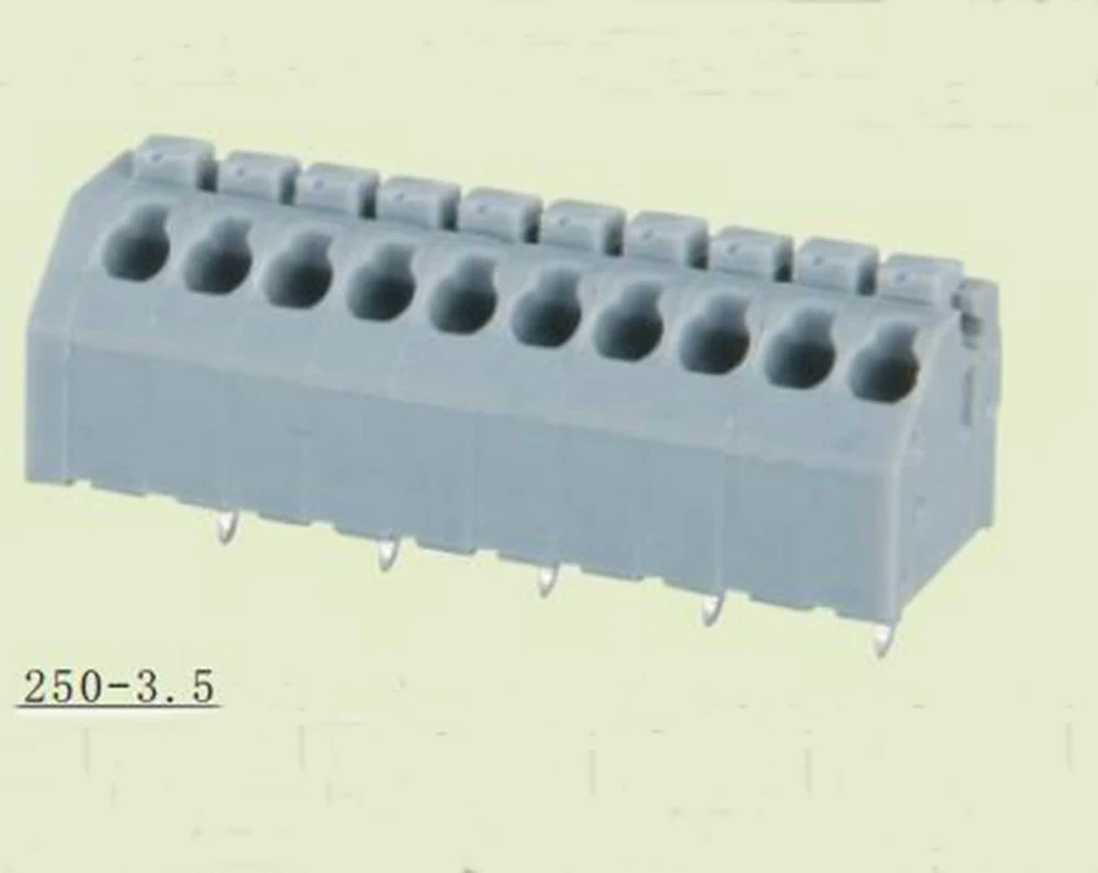 

PCB Spring Terminal Block 3.5mm Pitch, 250-3.5,IEC400V5A CE Rohs UL300V5A 22-18AWG