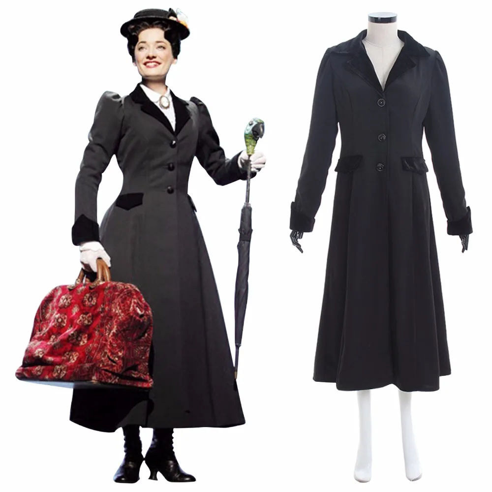 

Custom Made Mary Poppinss Cosplay Costume Adult Women Winter Fancy Party Costume Woolen Trench Jacket Costume L0516