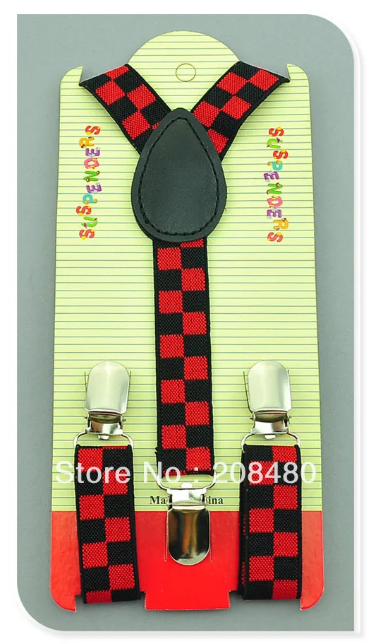 Bretelles élastiques mixtes pour enfants, 2.5cm x 65cm, "4 Plaid/Checker", bretelles fines pour garçons et filles, vente en gros et au détail