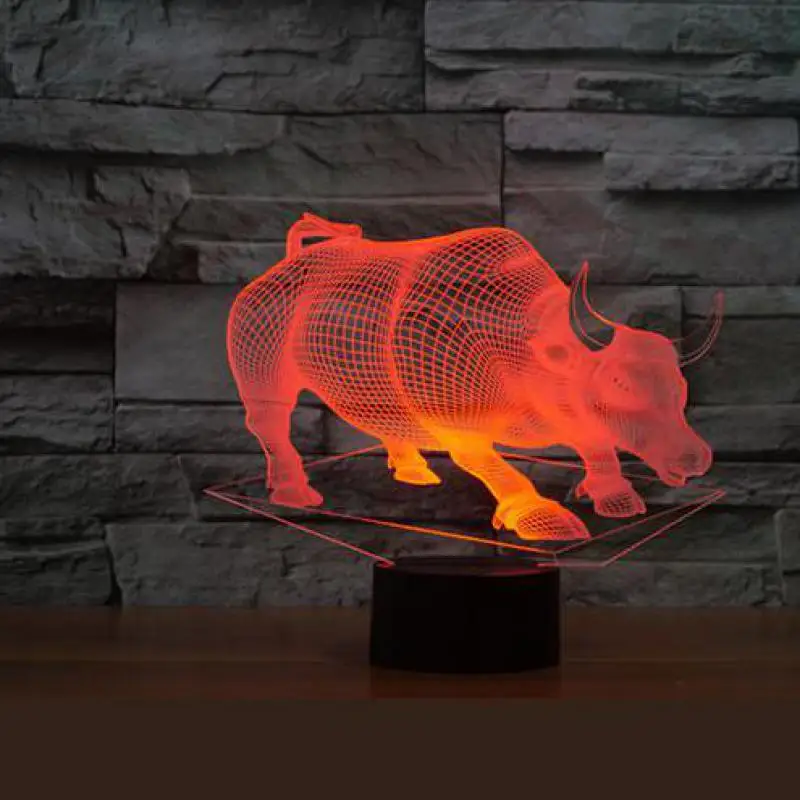 

Bull Acrylic Luminaria De Mesa Usb Led 3d Light Fixtures Led 3d Lights 7 Colorful Remote Control Led Night Light