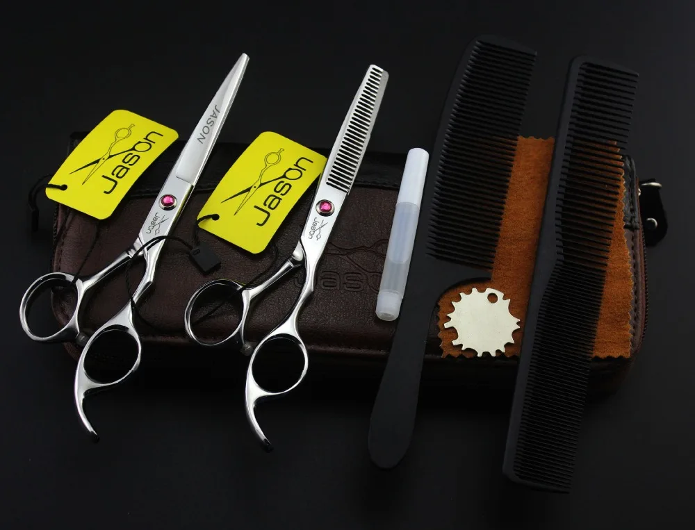 

342# Hairdressing Scissors 6.0'' 17.5CM 4Pcs Suit Brand Jason Japan 440C Barbers Cutting Scissors Thinning Shears Hair Scissors