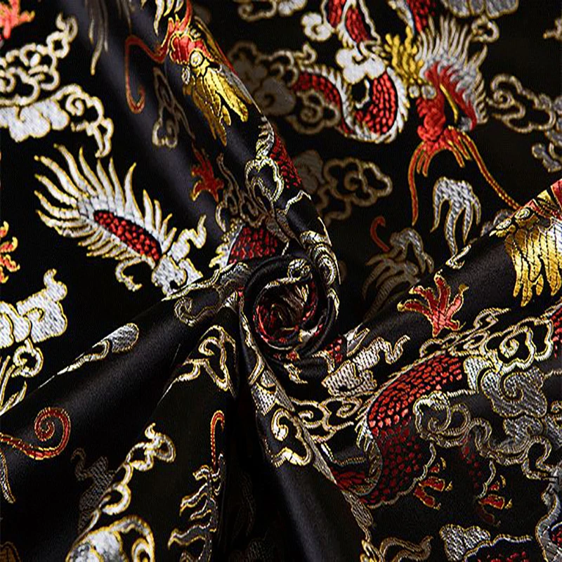 

black drogan style jacquard tapestry satin jacquard brocade fabric for dress cushion cover curtain patchwork sewing accessories