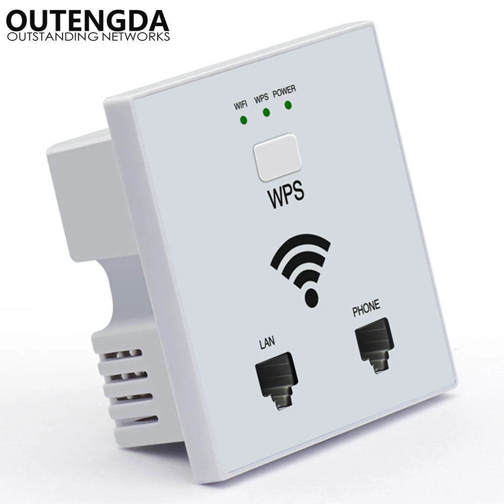 Розетка настенная с поддержкой Wi-Fi, 300 Мбит/с, RJ45, RJ11