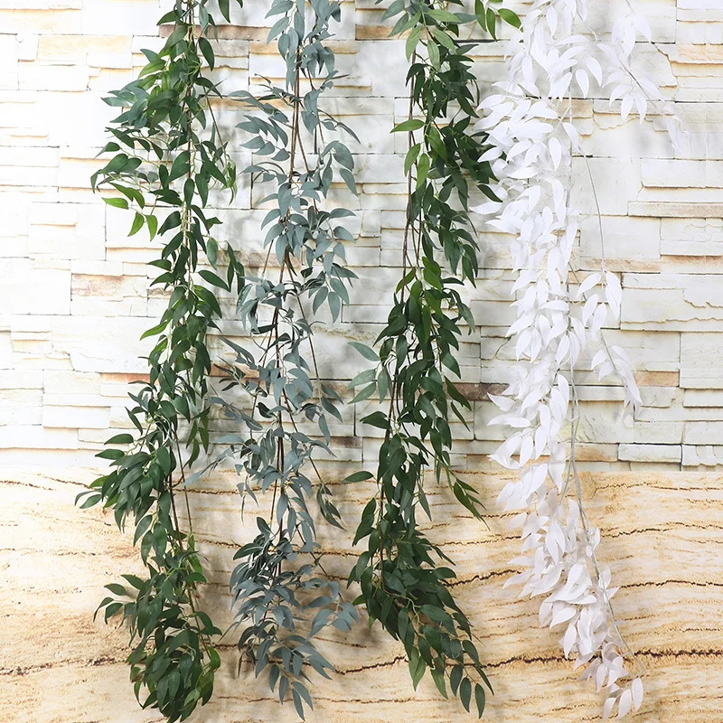 1.65m de alta qualidade couro de salgueiro artificial, folhas, videira, jardim da casa, decoração de casamento, flor artificial, acessórios para parede