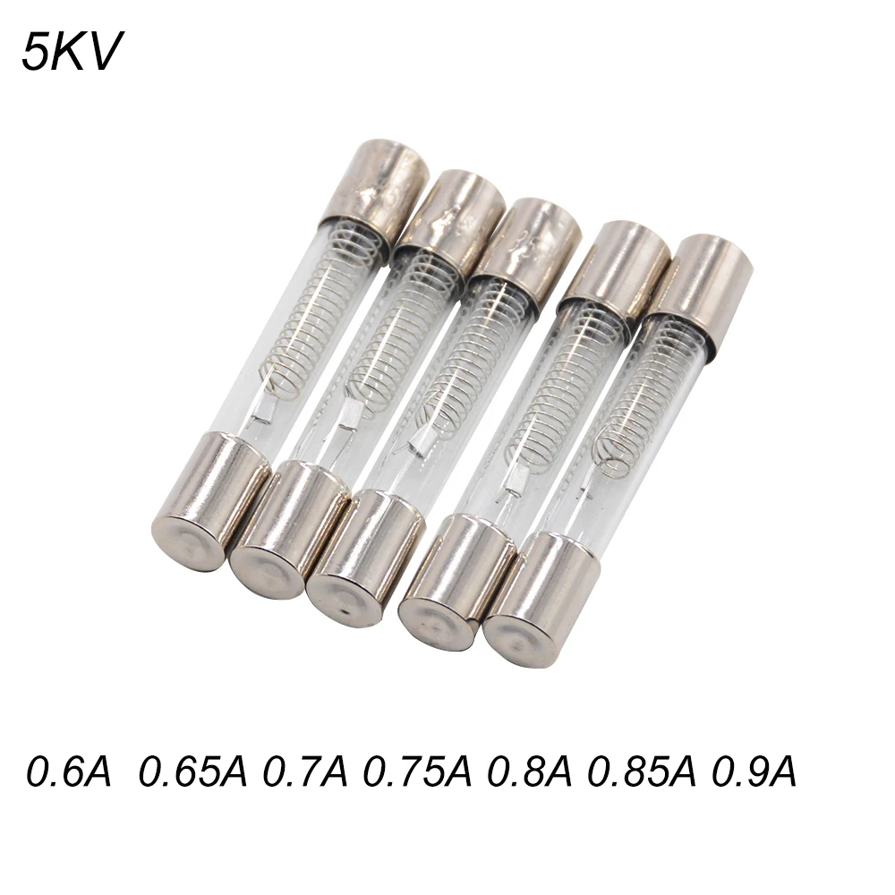 5PCS 5KV Microwave Oven Fuse 6*40mm 0.6A 0.65A 0.7A0.75A 0.8A 0.85A 0.9A Glass Tube Fuse 6x40mm High-Pressure Fuse