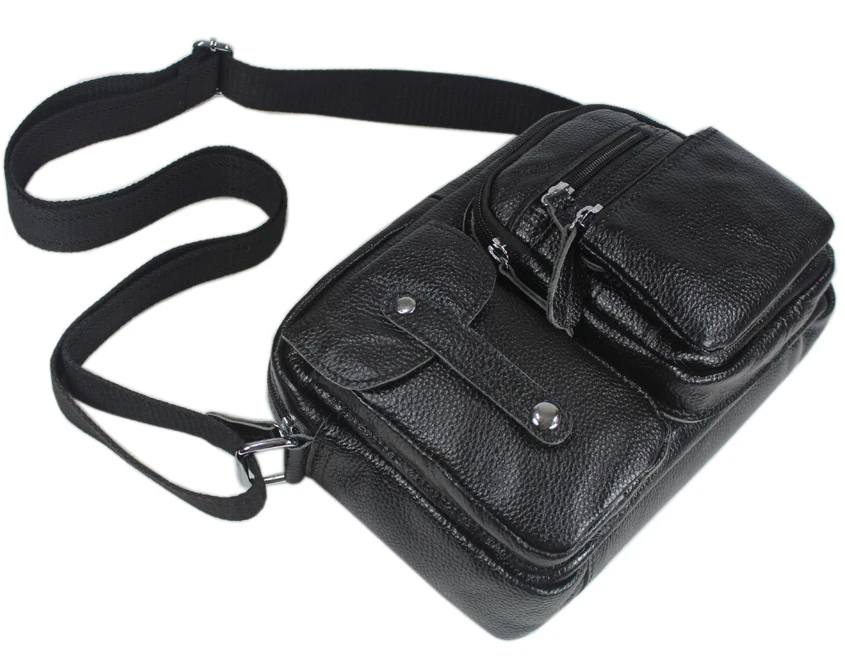 

Fashion New Cowhide Genuine Leather Messenger Bag men Leather shoulder bag for men Casual Bag Cross body Bag Black Small M156