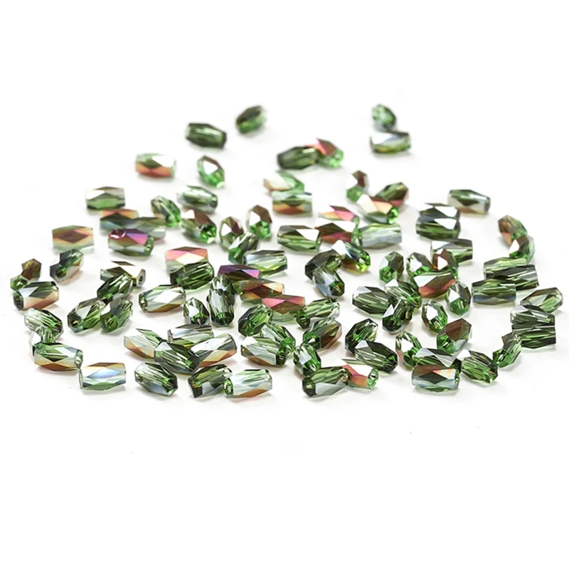 Grass Green Color AB 50pcs 2*4mm Cylinder Crystal Beads Austria Crystal 18 Cutting Faces Glass Beads for Beading Jewelry C-2