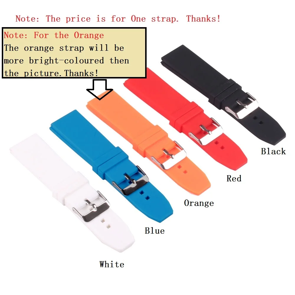 Silicon Rubber 16/18/20/22/24/26/28mm Bright-Colored Solid Watch Multi Color Army Military watchbands Strap Bands Buckle 18mm