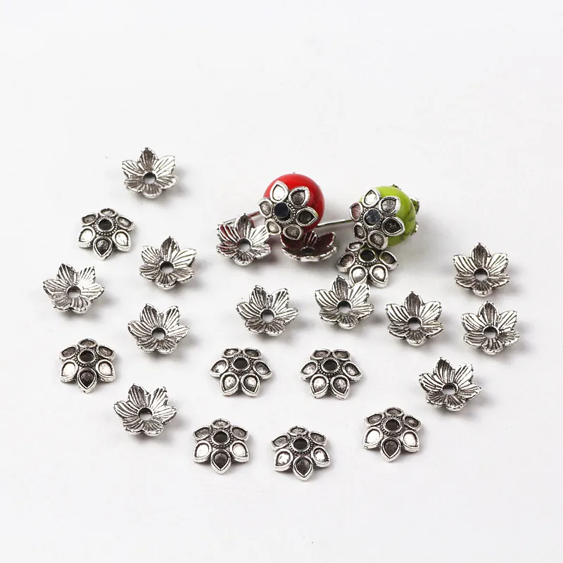 

9mm Zinc Alloy Tibetan Silver Plated Color Bead caps End Caps Findings For Women Jewelry Making Earring Accessories 300pcs/lot