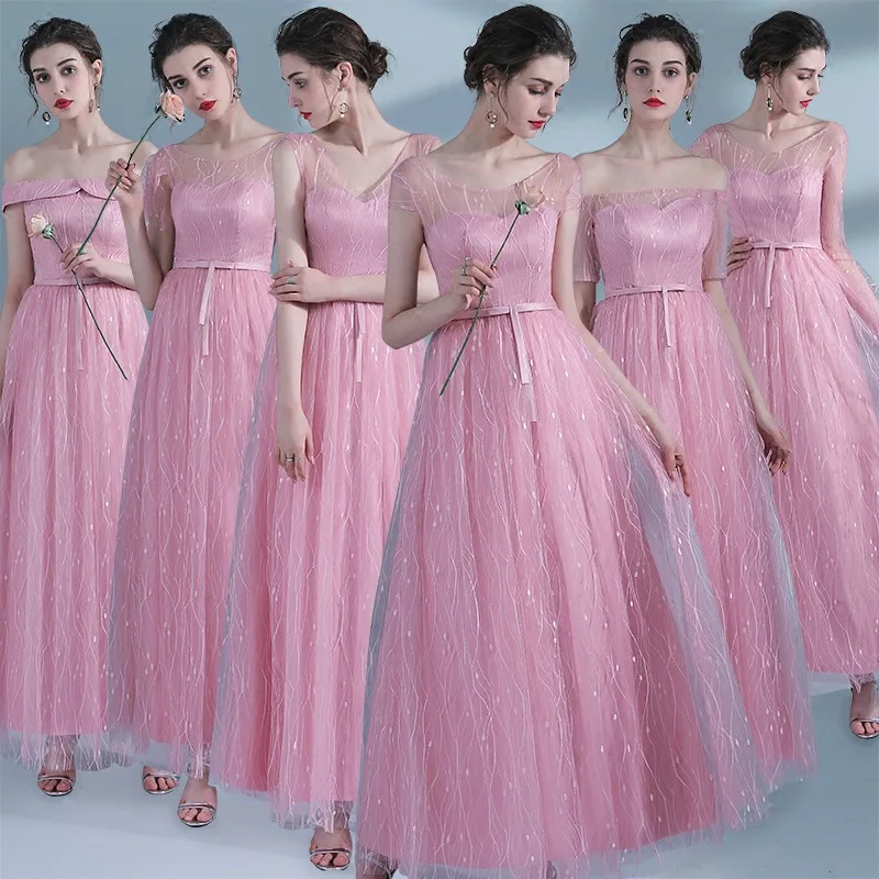 

Pink bridesmaid dresses Elegant long wedding party dress Plus size royal blue bridesmaid dress Tulle Robe Vestido De Noiva