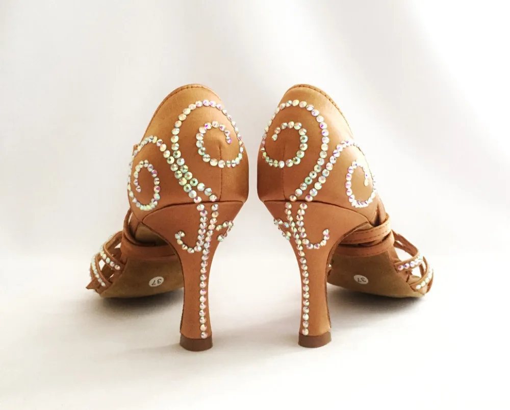 Fashional & professional womens latin dance shoes ballroom salsa dancing shoes tango shoes 6228DTN-R  with Rhinestones