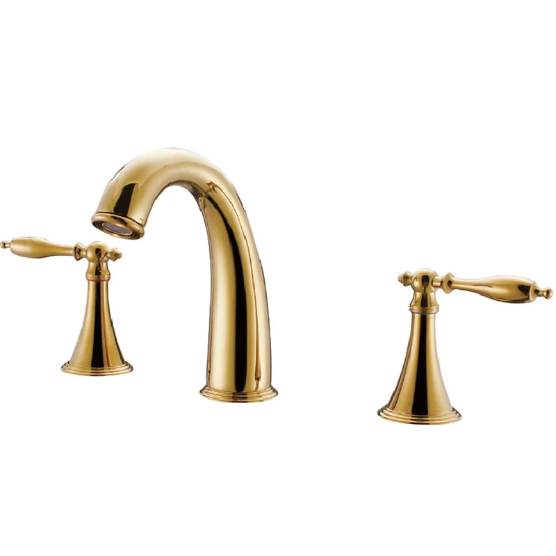 Azos Split FaucetSoft Basin Brass Chrome Cold and Hot Switch  Laundry Pool Sink Shower Room Double Handle Three Holes Round MPSK