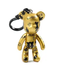 Novelty Love Peace Bear Keychain Gadget For Men Cartoon Turnable Teddy Key Chain On Bag Car Trinket Male Wedding Party Boys Gift