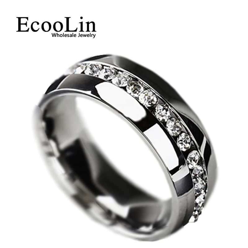 10pcs Wholesale Fashion Jewelry Classic women Wedding Ring lot Channel-Set Eternity 316L Stainless Steel rings free shipping