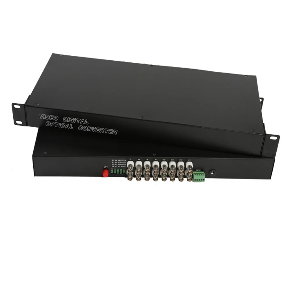 

16 CH Video Fiber Optical Media Converters -16 BNC Transmitter Receiver RS485 Data Single mode 20Km 19 inch Rack For CCTV