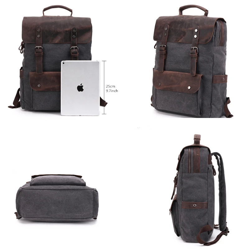 New Hot Europe Canvas Leather Backpacks Men Women 14\