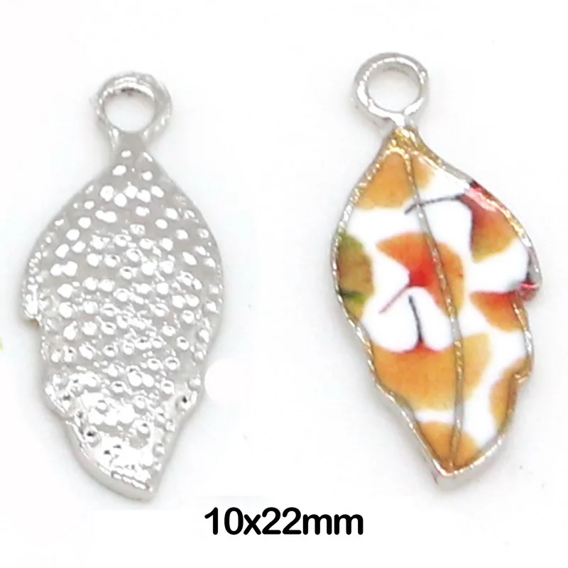 

2PCS Alloy Enamel Leaf Pendants Charms Drop Oil Necklace Pendant Fit for Bracelets Earrings Jewelry Making Findings