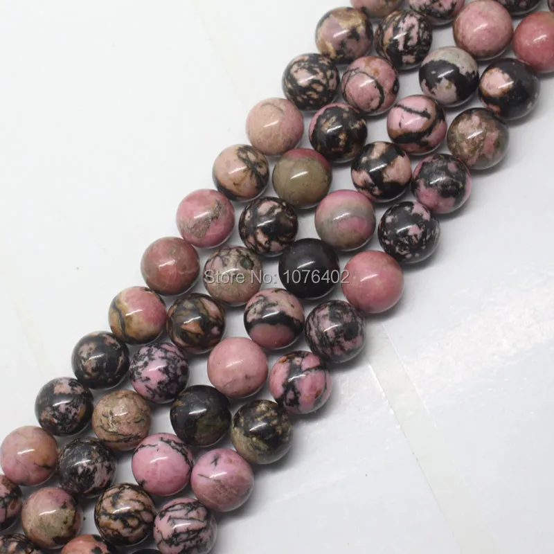 

Free shipping! Wholesale 38pcs! 10mm Beautiful Black Line Rhodonite Round For Bracelet DIY Loose Beads 15"