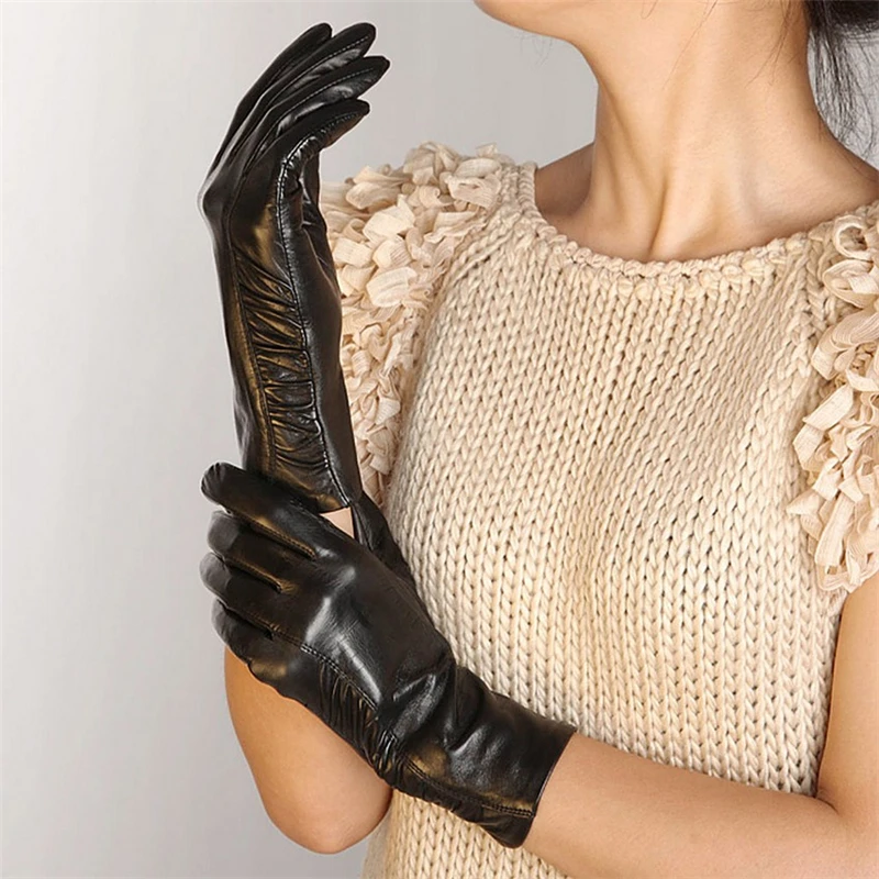 Top Fashion Adult Winter Time-limited Women Gloves Slim Sheepskin Glove Wrist Solid Real Genuine Leather Free Shipping L124NQ-5