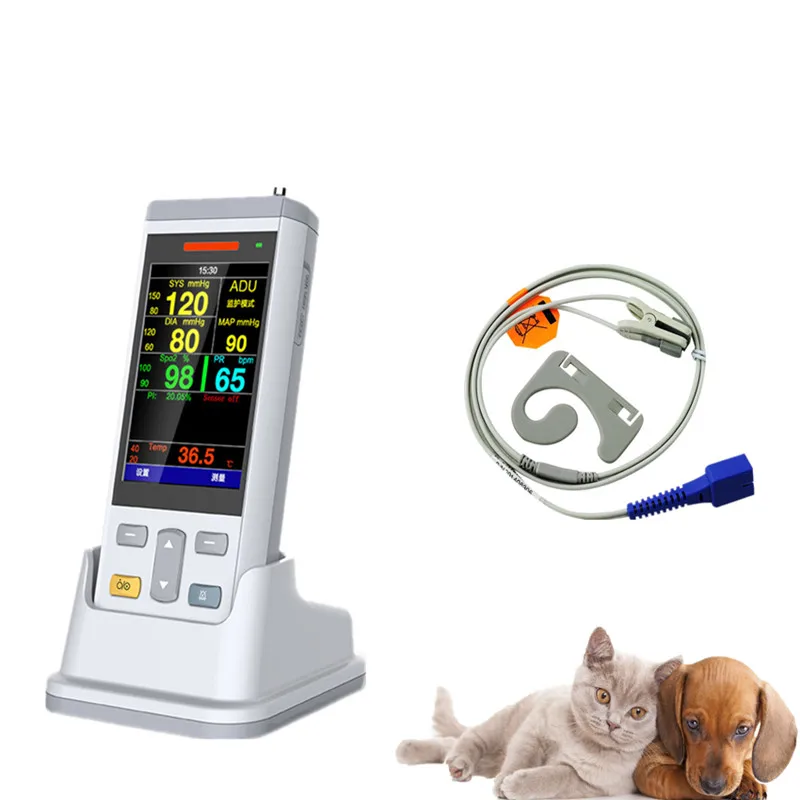 Free Shipping Veterinary Vital Sign Monitor Clinic Patient Monitor Hospital Vital Sign Monitor with Spo2/NIBP/Temperature