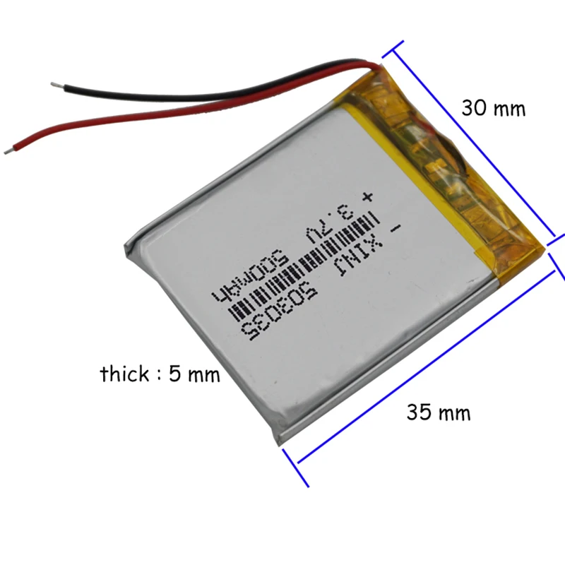 3.7V 500 mAh batteria ai polimeri di litio 503035 JST 2pin 1.0/1.25/1.5/2.0/2.54mm connettore per GPS DVR fotocamera MP3 MP4 navigazione per auto