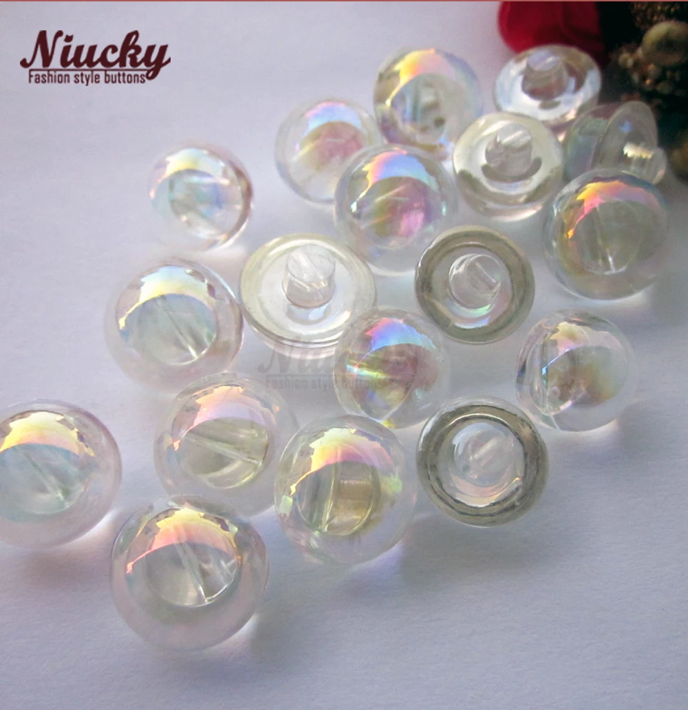 Niucky 10mm / 11mm AB Color Transparent Crystal Acrylic Ball Buttons for Wedding Sewing Craft Decorative Accessories A0301-014