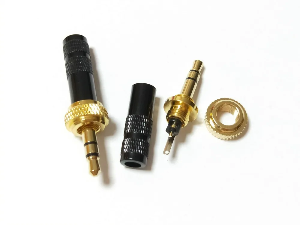 100Pcs Mini 3.5mm Screw Lock Stereo Jack Plug Gold Plated Soldering