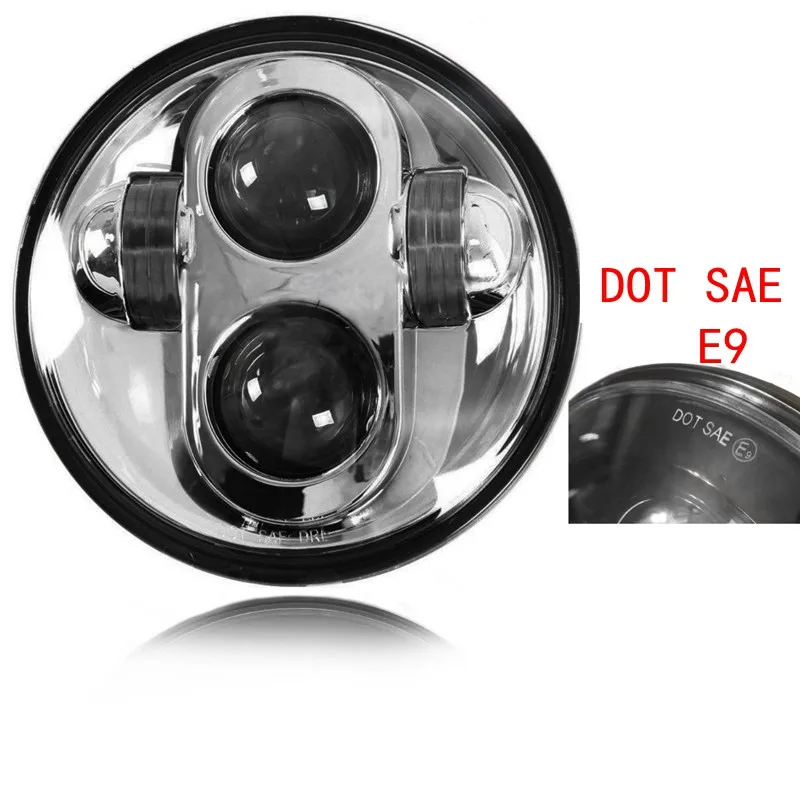 3pcs Silver 5.75'' LED Motorcycle Headlight 6000K Offroad Lamp plus 4.5inch Fog Light