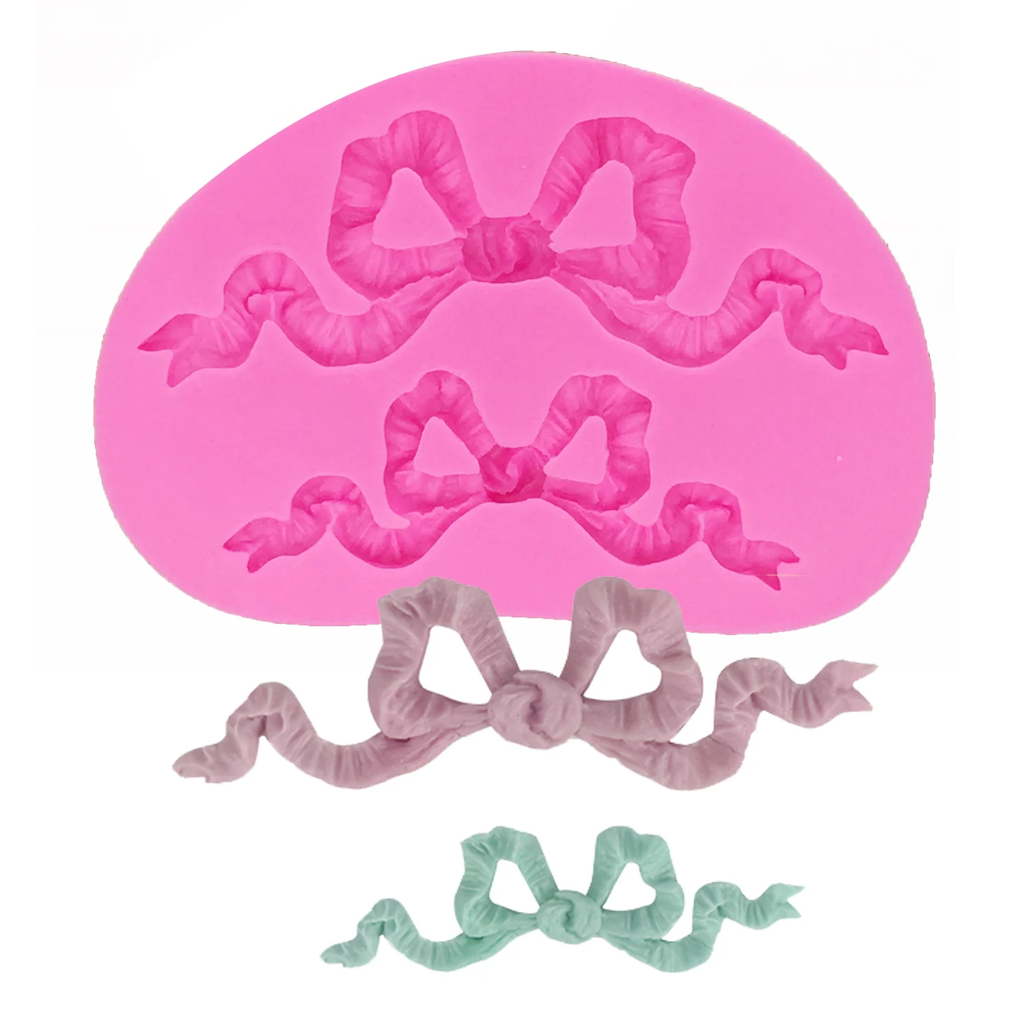 Bow Knot Shaped Silicone Cake Mold Ribbon lace Sugar Craft Fondant Cake Decoration Mold Pastry Tools Kitchen Baking Mold T1220