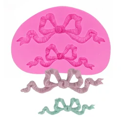 Bow Knot Shaped Silicone Cake Mold Ribbon lace Sugar Craft Fondant Cake Decoration Mold Pastry Tools Kitchen Baking Mold T1220