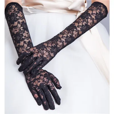 Fashion Summer Long Lace Bridal Glove Floral Opera Length Finger Wedding Glove Sun Protection Party Gloves Wedding Gloves LT075