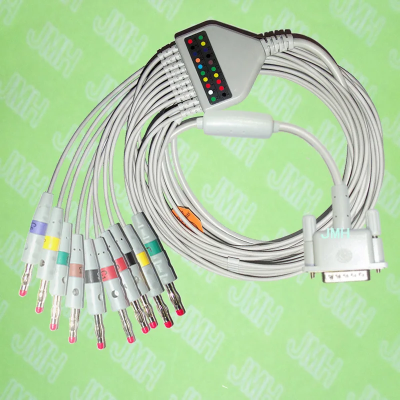 

Compatible with Philips(HP) M1772A,M3703C, M2462A EKG 10 lead,One-piece ECG cable and leadwires,15PIN,4.0 red Banana,IEC or AHA.