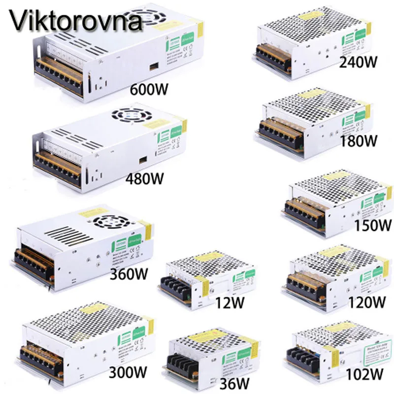 Viktorovna led Driver 1A-60A Switching Switch LED strip Power Supply Adapter AC110V 220V to DC5V 12V 24V 48V for LED Strip light