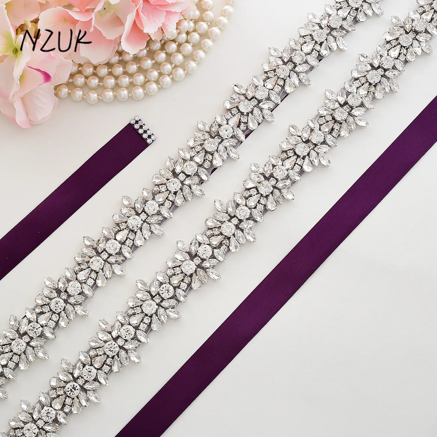 Rhinestone pas ślubny Handmade kryształ Bridal Belt srebrny diament szarfa ślubna dla nowożeńców akcesoria Y165S