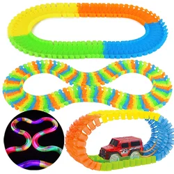 Glow Racing Track Car Set Led Light Track Car Flexible Glowing Tracks Toy 80-400pcs Race Track Flexible Railway Car Toys