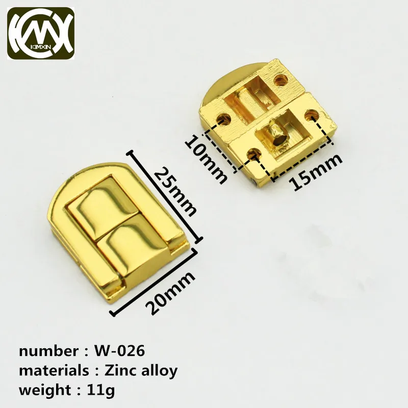 

20*25mmThe wooden box lock Small gift box buckles Zinc alloy manufacture Equipped with screw W-026 Golden lock