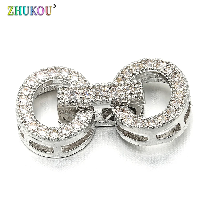 11*19mm Brass Cubic Zirconia Clasps Hooks for Diy Jewelry Findings Accessories, Mixed Color, Model: VK36