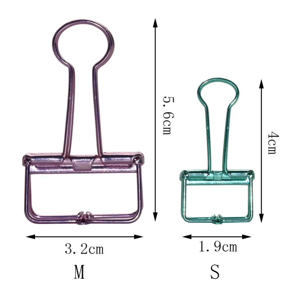 40pcs/set Metal 4 colors Elliot folder Binder clip Hollow-carved Design Exquisite  Ticket clip Student Office Supplies