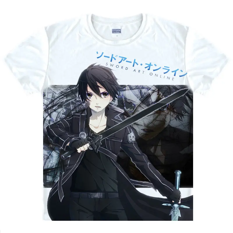 Sword Art Online SAO T-Shirt Asuna Shirt Man's summer t-shirts anime shirt Cute boys' t-shirts anime dress cosplay white shirt a