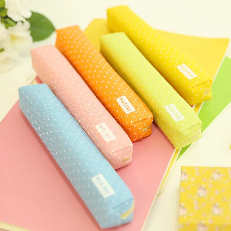 1 Pc/Lot Cute Colorful Long Slim Pencil Bag & Pencil Case for School Stationery & Office Supply