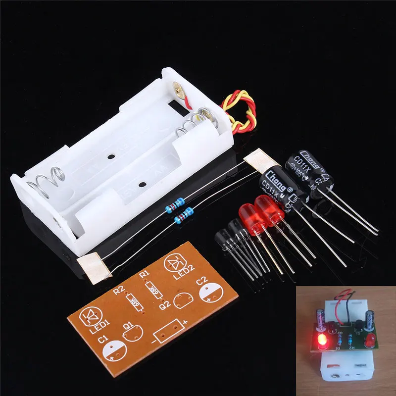 DIY LED Electronic Kit LED Flashing Circuit Component Soldering Project Practice Suite Flash Devreler Multivibrator IC Parts