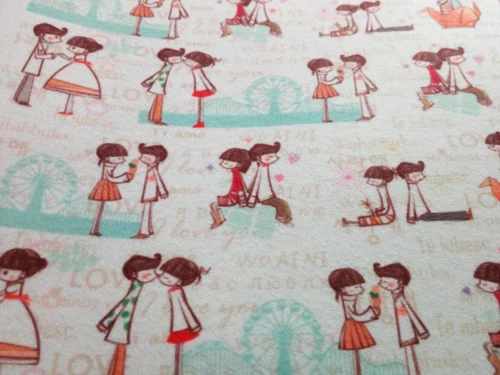 ZY DIY Graceful 30x20cm Soft Best Friends Lover Gilr Boy Printed Nonwoven DIY Felt Fabric Nonwoven Soft Felt