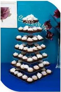 

wholesale wedding Free Shipping High Quality 7 tier Square Acrylic Cake Stand, Plexiglass CupCake Stand