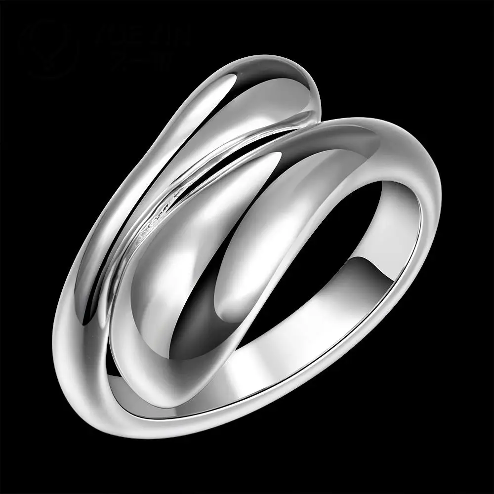 925 sterling silver Rings For Women Wedding Party Jewelry Adjustable Size Opening Unisex Water Drop Shape Couple Ring For Lovers