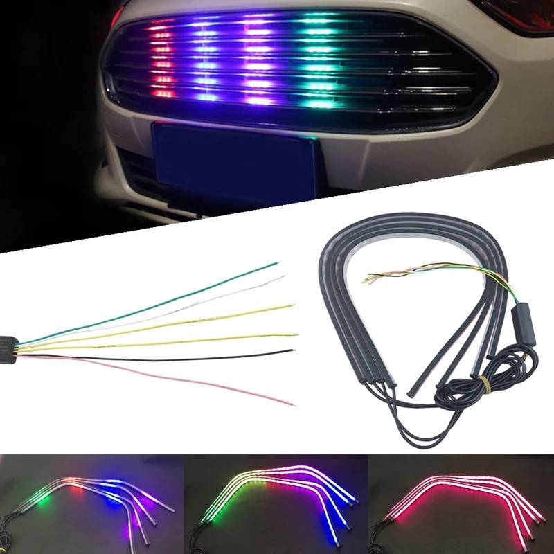 

Waterproof 12V Car Bumper Grilles Decorated Light Bar 60cm RGB LED Strips Multicolor 5050SMD Led Braking Turning Signal Light