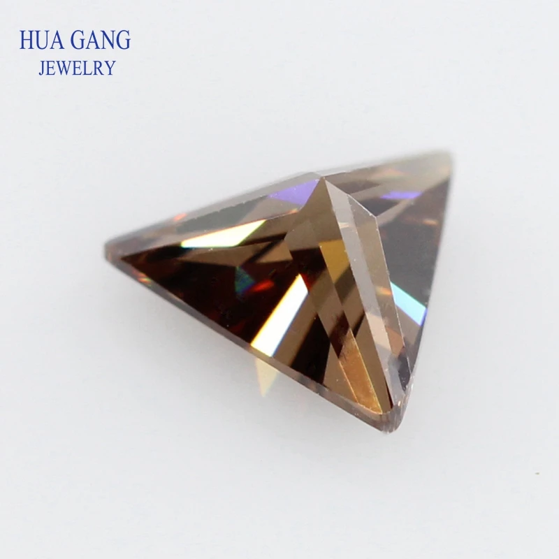 5A Coffee Triangle Shape Cubic Zirconia Brilliant Cut Loose CZ Stone Synthetic Gems Beads For Jewelry Size 3x3-10x10mm